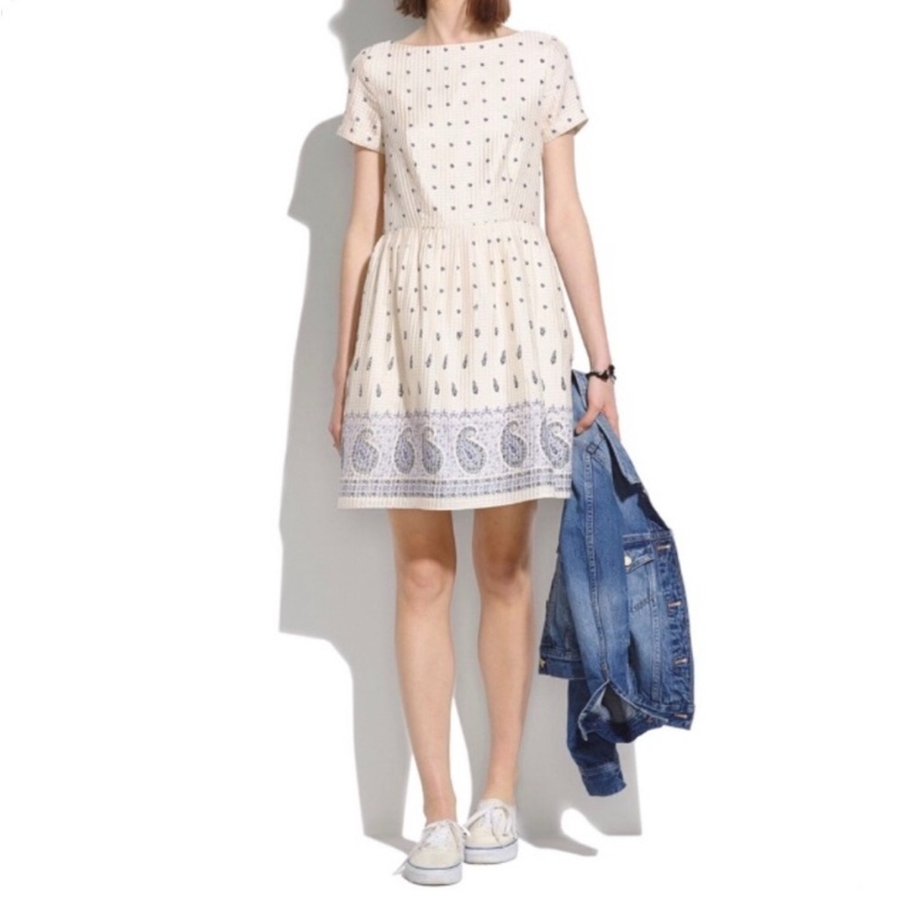 Madewell Paisley Silk Cotton Nomad Short Sleeve Dress